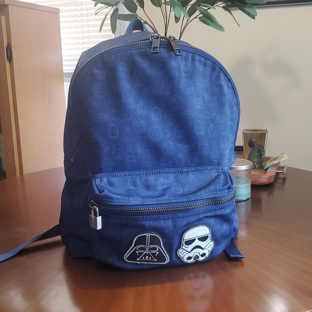 Star Wars   Backpack with Darth Vader & Stormtrooper Patches Navy Blue